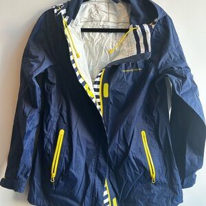 Vineyard Vines Navy Yellow Rain Jacket Coastal Preppy Stripes American Classic